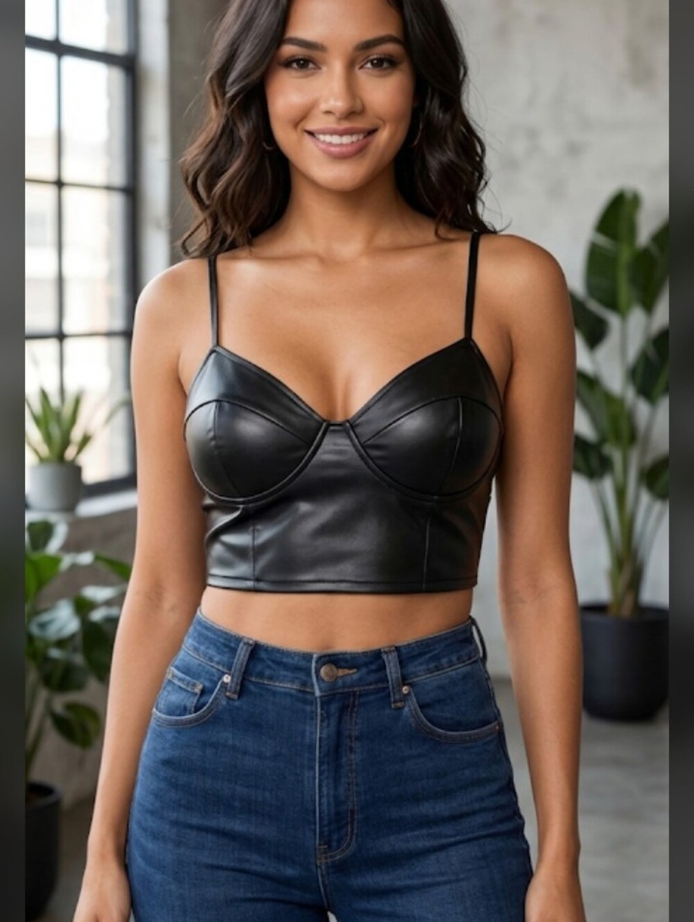 Shein Crop Top Black Large